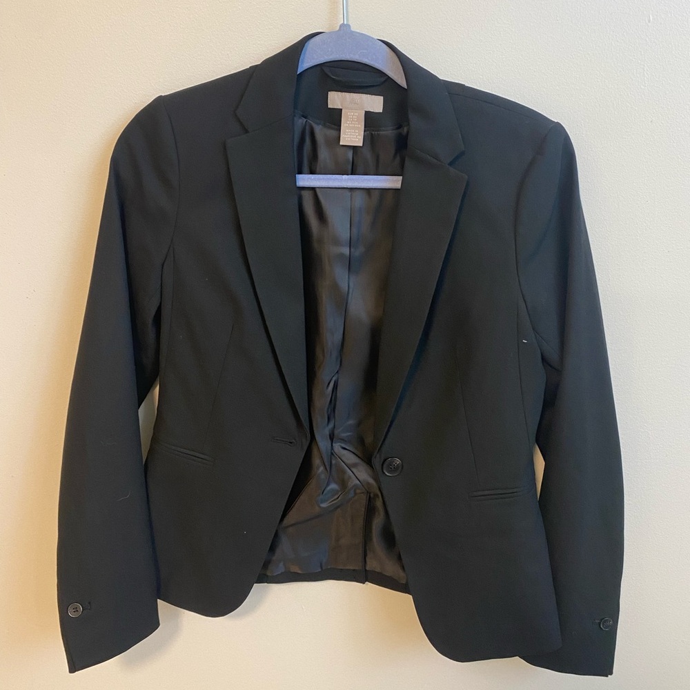H & M black fitted sports coat jacket size xs